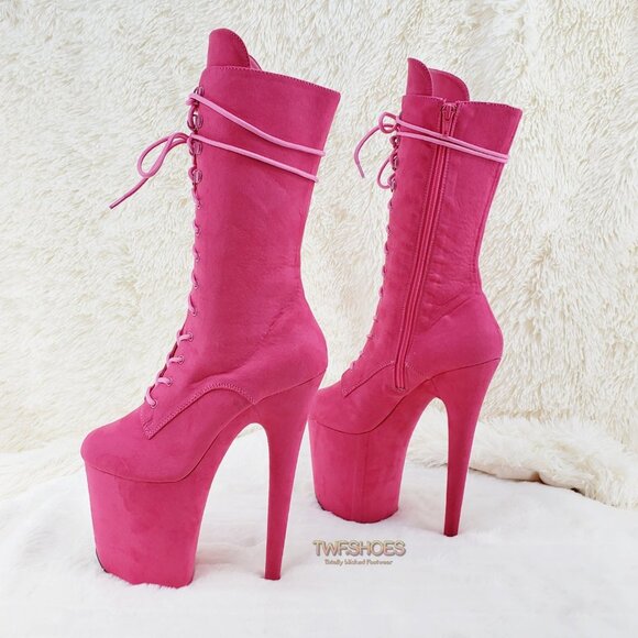 Flamingo 1050 Hot Pink 8" High Heel Calf Boots - Picture 4 of 12